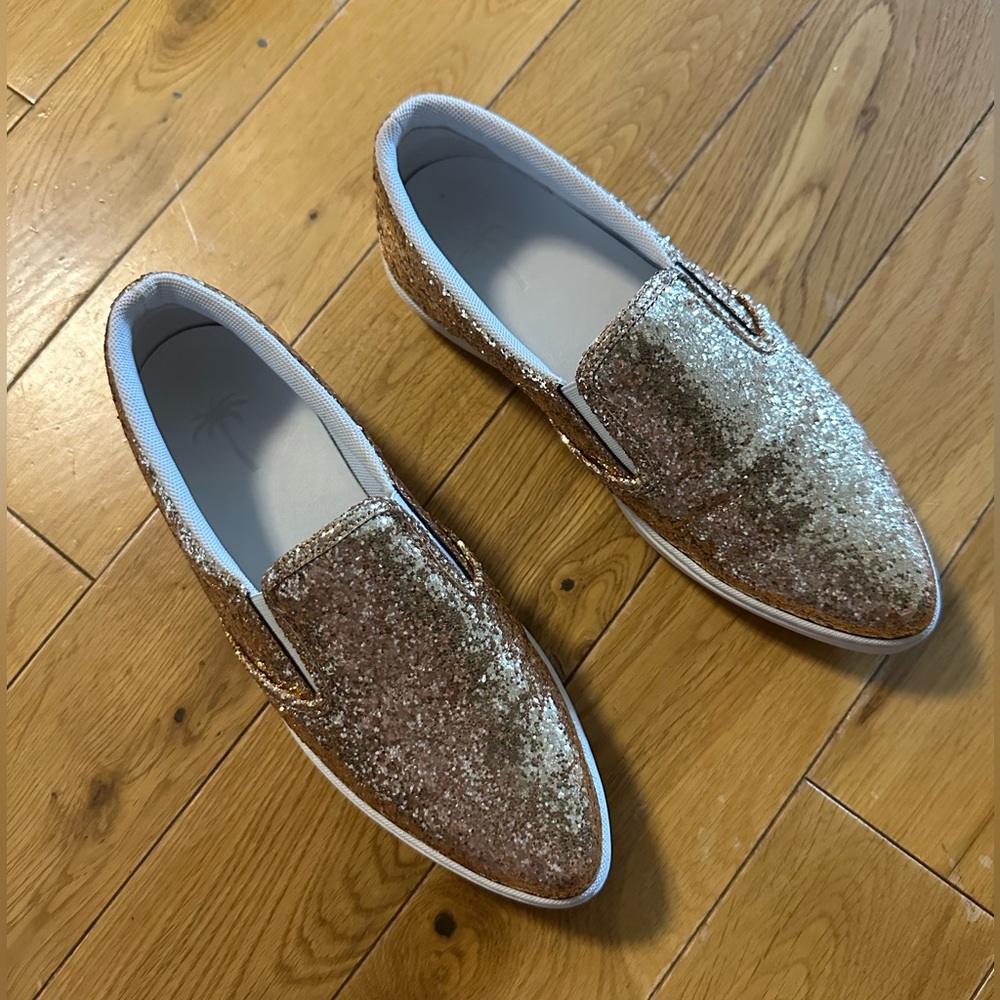 Gold Glitter Tomas Maier Slip On Sneakers US 7